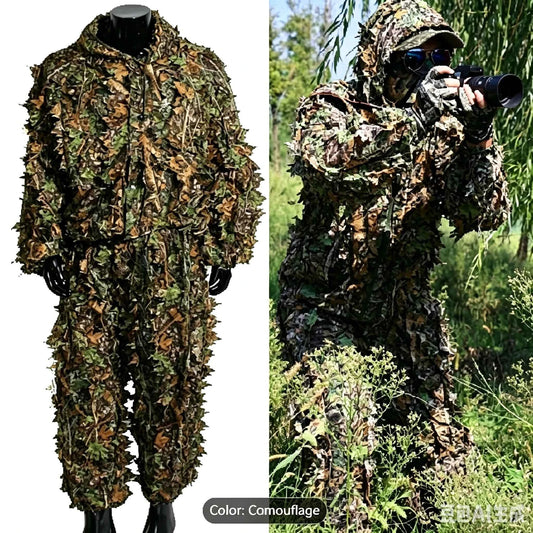 Men's Ghillie Suit, 3D Lightweight Hunting Clothes, Hooded Camouflage Clothing Breathable Hunting Suit