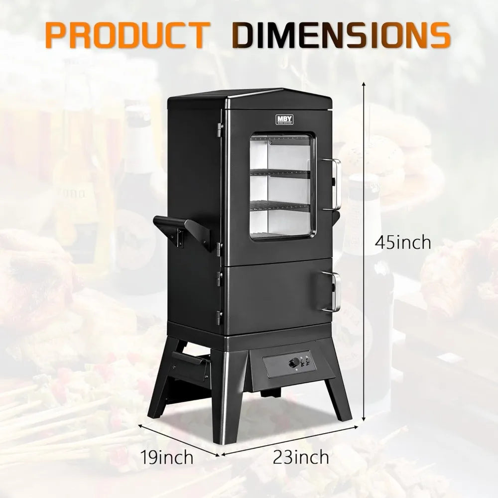 Large Vertical Electric Smoker Grill - 633 sq in, 4 Racks, Built-in Meat Probe, Weather-Resistant Cover for BBQ