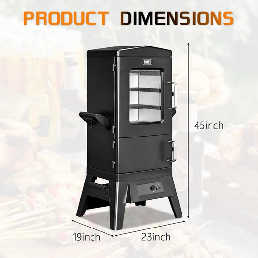 Large Vertical Electric Smoker Grill - 633 sq in, 4 Racks, Built-in Meat Probe, Weather-Resistant Cover for BBQ