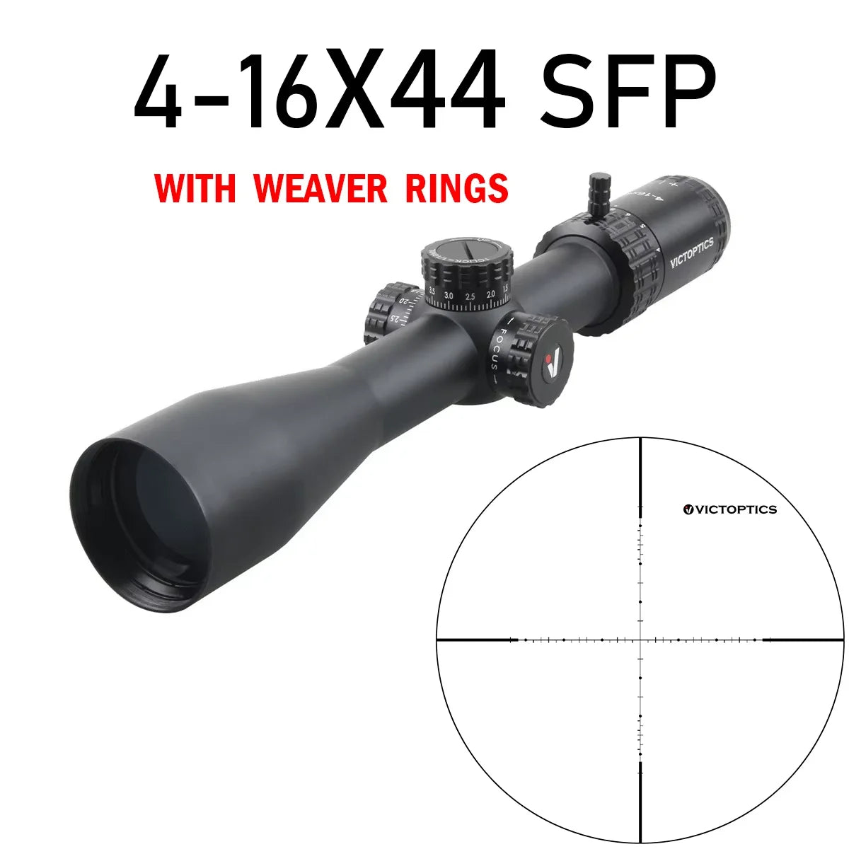 Victoptics S4 4-16x44 FFP&SFP Riflescope FMC 1/10 MIL Turret Lock,With Power Ring Lever,Sunshade,Big Side Wheel