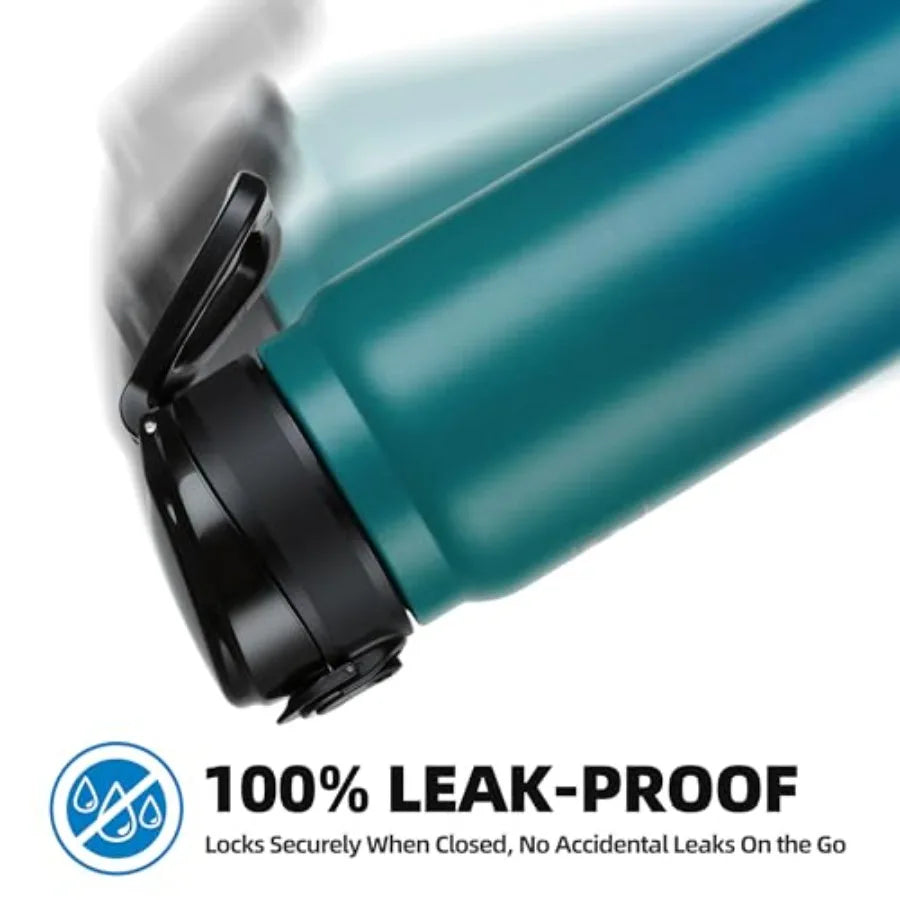 20 Oz Insulated Stainless Steel Water Bottle with Chug Lid Wide Mouth Leak-Proof BPA-Free Green Blue for Adults Sports Gym Outd