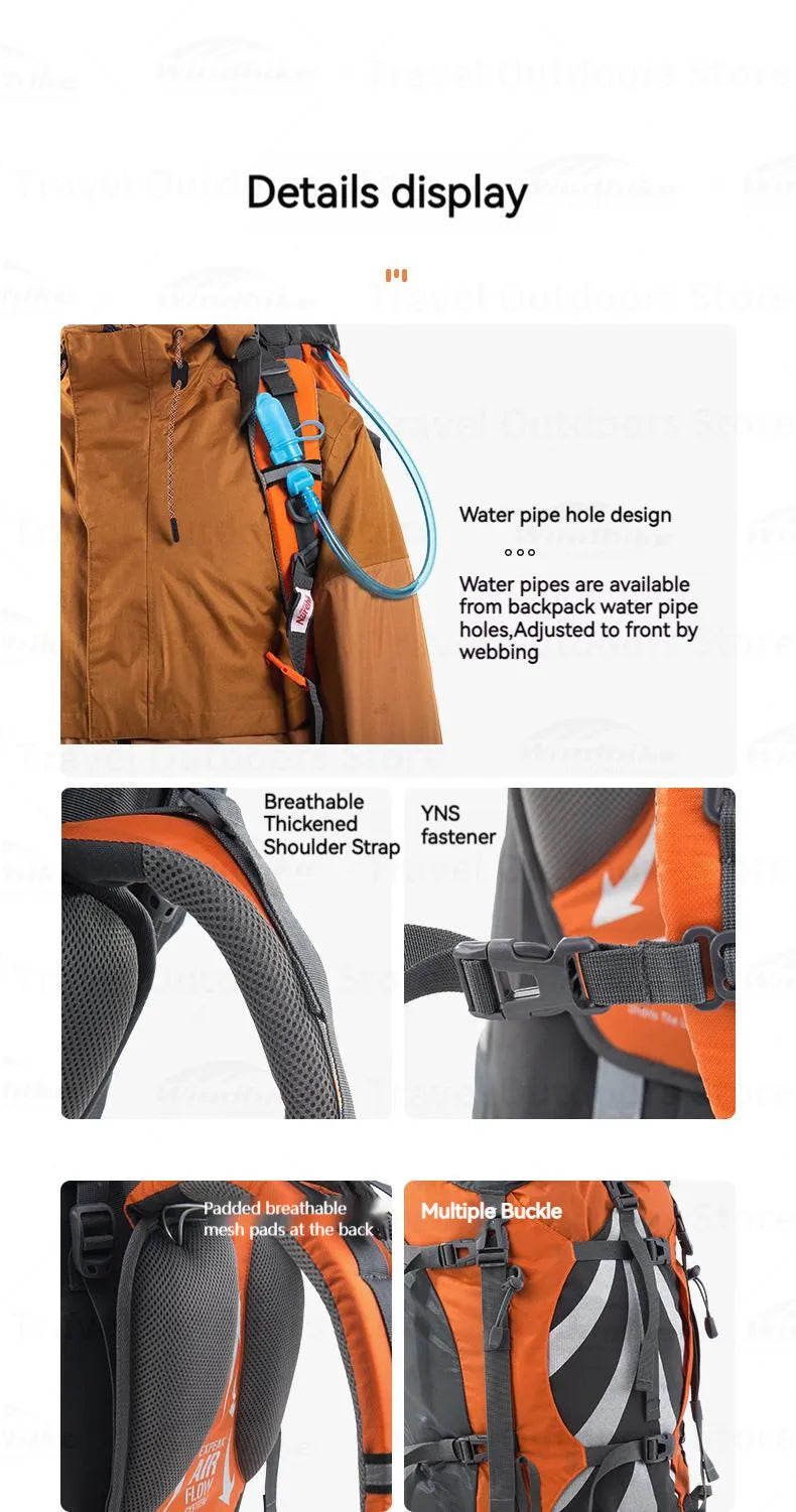 Naturehike 70+5L Backpack Hiking Travel Mountaineering Knapsack Softback Large Capacity Men Waterproof Rucksack With Rain Cover