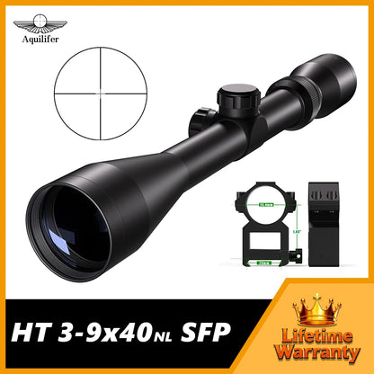 HT 3-9x40 SFP Hunting Scope Rifle Scope FMC Hunting Optics with Free Scope Rings for Outdoor Hunting Training