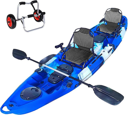Tandem Fishing Angler Kayak 12 5ft Sit on Top Boat 2-3 Persons 550 Lbs Capacity Stable W Hull Water Sports Family Adventure