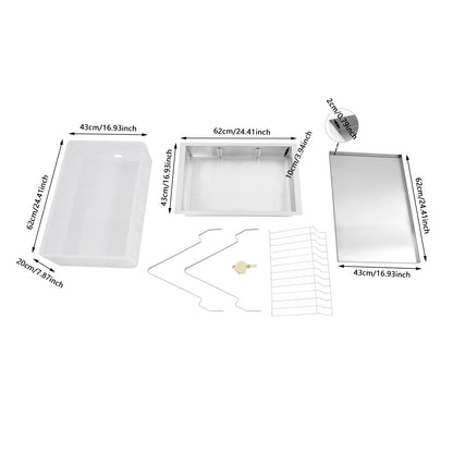 24.41*16.93*7.87in Stainless Steel Honeycomb Uncapping Tray Beekeeping Tools Honey Harvesting Tool Set Honey Collecting Tool Kit