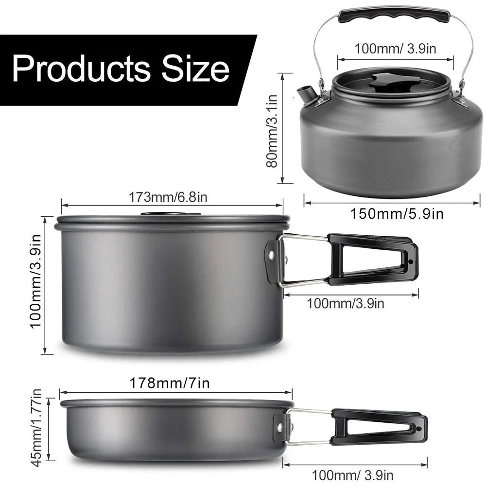21pcs Camping Cookware Set Portable Outdoor Picnic Tableware Cookset Cooking Kit with Cups Plates Forks Knives Spoons