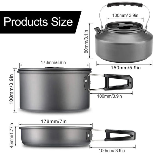21pcs Camping Cookware Set Portable Outdoor Picnic Tableware Cookset Cooking Kit with Cups Plates Forks Knives Spoons