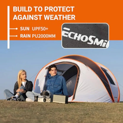 Instant Pop Up Camping Tent, 6 Person, Easy Setup Tent, Water Resistant Dome, Portable with Carry Bag