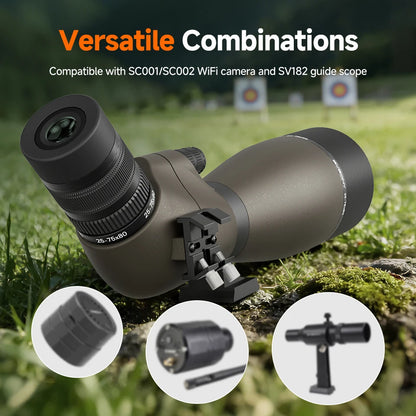 Svbony SV29 Spotting Scope 25-75x80mm FMC 57° Wide Angle Removable 1.25" Eyepiece Telescope for Target Shooting Archery