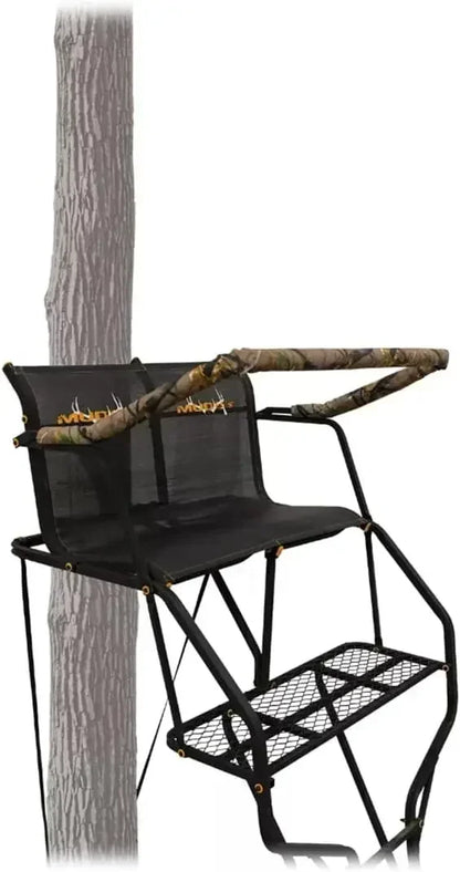 2 Person Ladder Tree Stand with Flex-Tek Seat and Padded Adjustable Shooting Rail