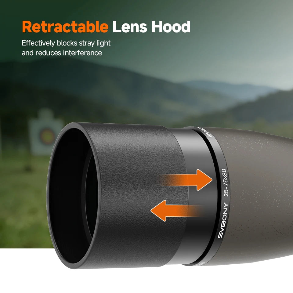 Svbony SV29 Spotting Scope 25-75x80mm FMC 57° Wide Angle Removable 1.25" Eyepiece Telescope for Target Shooting Archery