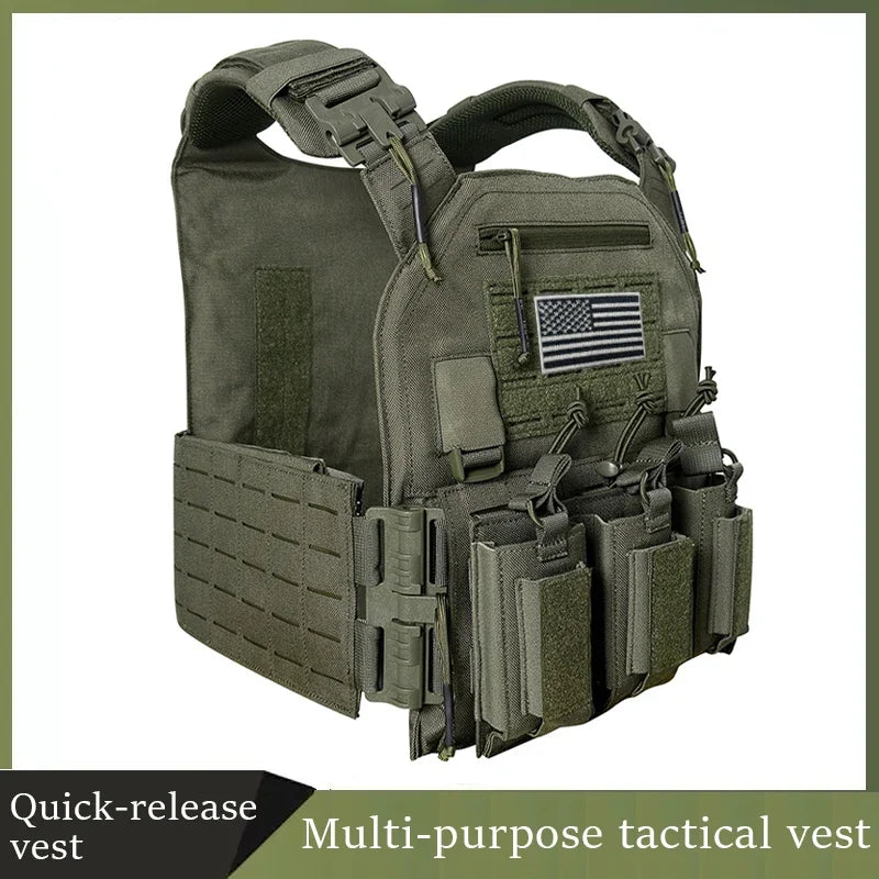 1000d Nylon Chaleco Tactico Vest Ranger-Green Tactical Gear 25x30cm Plate Carrier Molle Tactical Vest for Outdoor Hunting