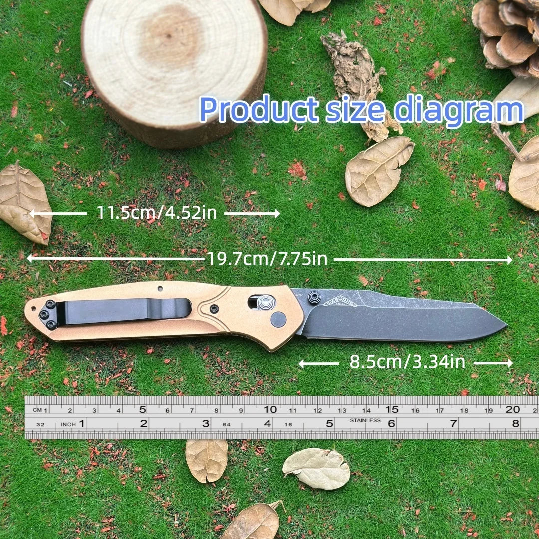 Rose gold BM940 folding knife, aluminum alloy handle, CNC precision grinding bearing lock folding knife, men's gift, festival gi