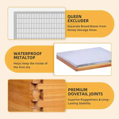 10Frame Langstroth Beehive, Wax-Coated with 100% Beeswax (2 Deep Box & 2 Medium Super No Frames Included) 4-Layer, Custom