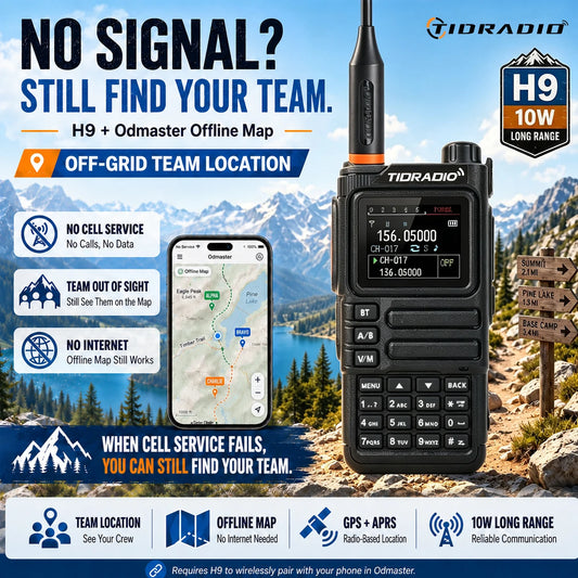 TIDRADIO H9 10W GPS APRS Radio Walkie Talkie, Off-Grid Team Location, Offline Map, No Cell Signal Team Tracking, Long Range Two Way Radio, USB-C Rechargeable, Air Band AM FM NOAA