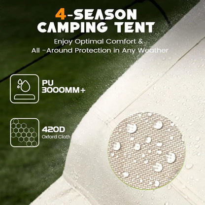 Quick-Setup Inflatable Tent with Skylight, 4-6 Person Waterproof Outdoor Camping Shelter