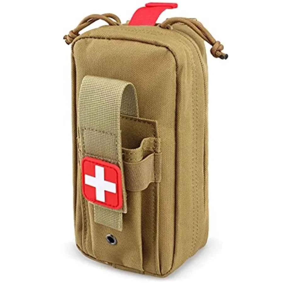 Tactical MOLLE Medical Pouch, Rip-Away EMT First Aid Pouch IFAK Trauma Kit Everyday Carry Survival Bag Include Cross Patch