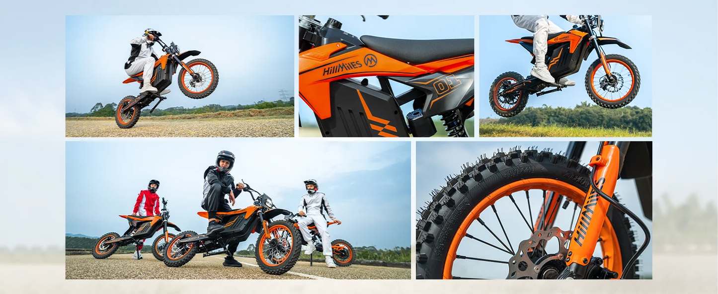 HillMiles MilePop Electric Dirt Bike Teens Adults, 2000W 48V E-Bike with Dual Suspension, Hydraulic Brakes, Off-Road Tires