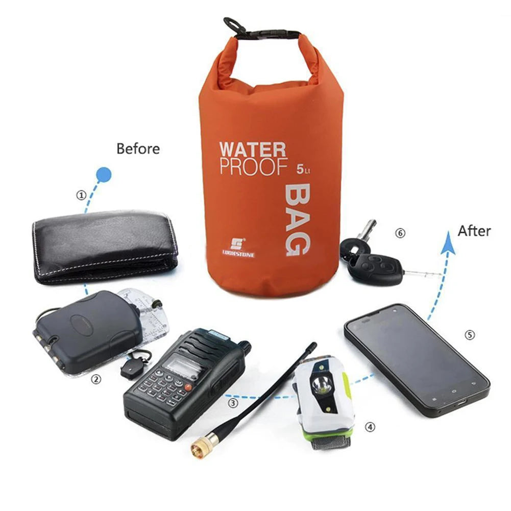 5L Waterproof Dry Bag Drifting Swimming Clothes Storage Bag Pack Ultralight Drifting PVC Mesh Bags Rafting Kayaking Sport Bag