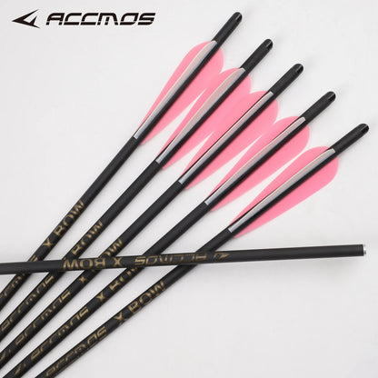 16/18/20/22 Inches ACCMOS 8.8mm Mixed Carbon Crossbow Arrows with Nock & Inserts Archery Hunting Bolts 12pcs