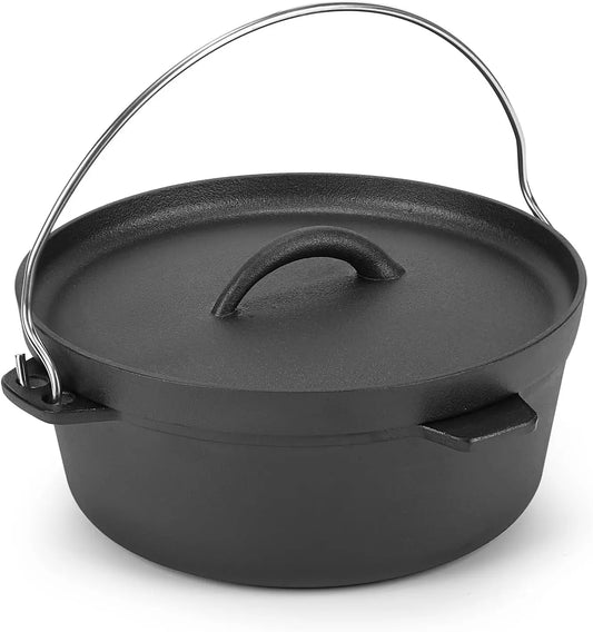 Cast Iron Dutch Oven Pot with Lid, 1.5 Quart for Small Dishes, Camping Cookware, BBQ & Garlic Roaster