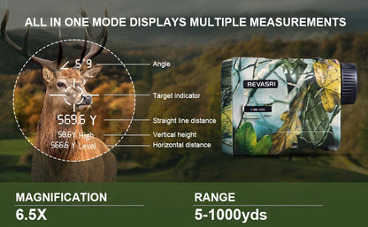 REVASRI Laser Rangefinder 1000M Hunting Range Finder with Type-C Rechargeable Outdoor Target Acquisition Technology Monocular