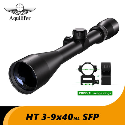 HT 3-9x40 SFP Hunting Scope Rifle Scope FMC Hunting Optics with Free Scope Rings for Outdoor Hunting Training