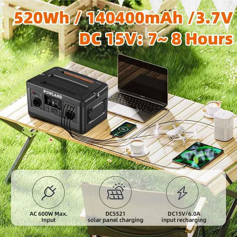 EASUN POWER 600W 300W Portable Power Station Solar Generator Quick Charge AC Outlets for Outdoor Camping RV Home LiFeP04 Battery for US No DUTY