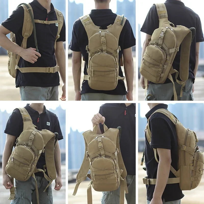 Lightweight Tactical Backpack Water Bag Camel Survival Backpack Hiking Hydration Pouch Rucksack Camping Bicycle Daypack