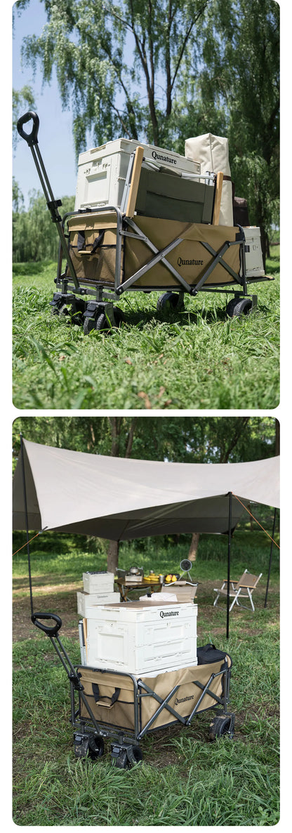 Qunature Local Shipping Outdoor Foldable Camping Cart Small Campsite Trailer for Picnic Camping Kid-Reclining Vending Travel 150L Hand-Push Camping Cart