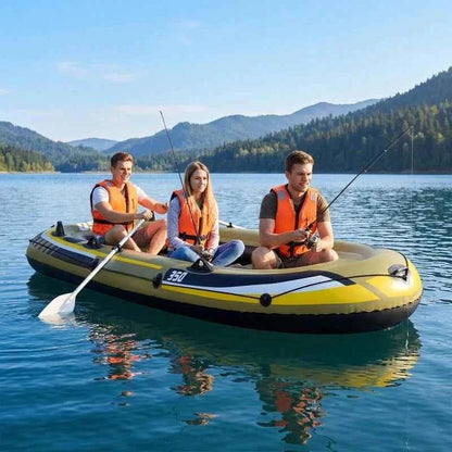 Heavy-Duty Inflatable Boat 4-Person Fishing Raft Set-Green