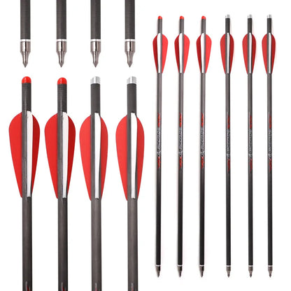 Pure Carbon Arrows 16 17 18 20 22 inch Crossbow Bolts with Arrow Feather Arrowheads for Archery Traditional Bow Hunting Shooting