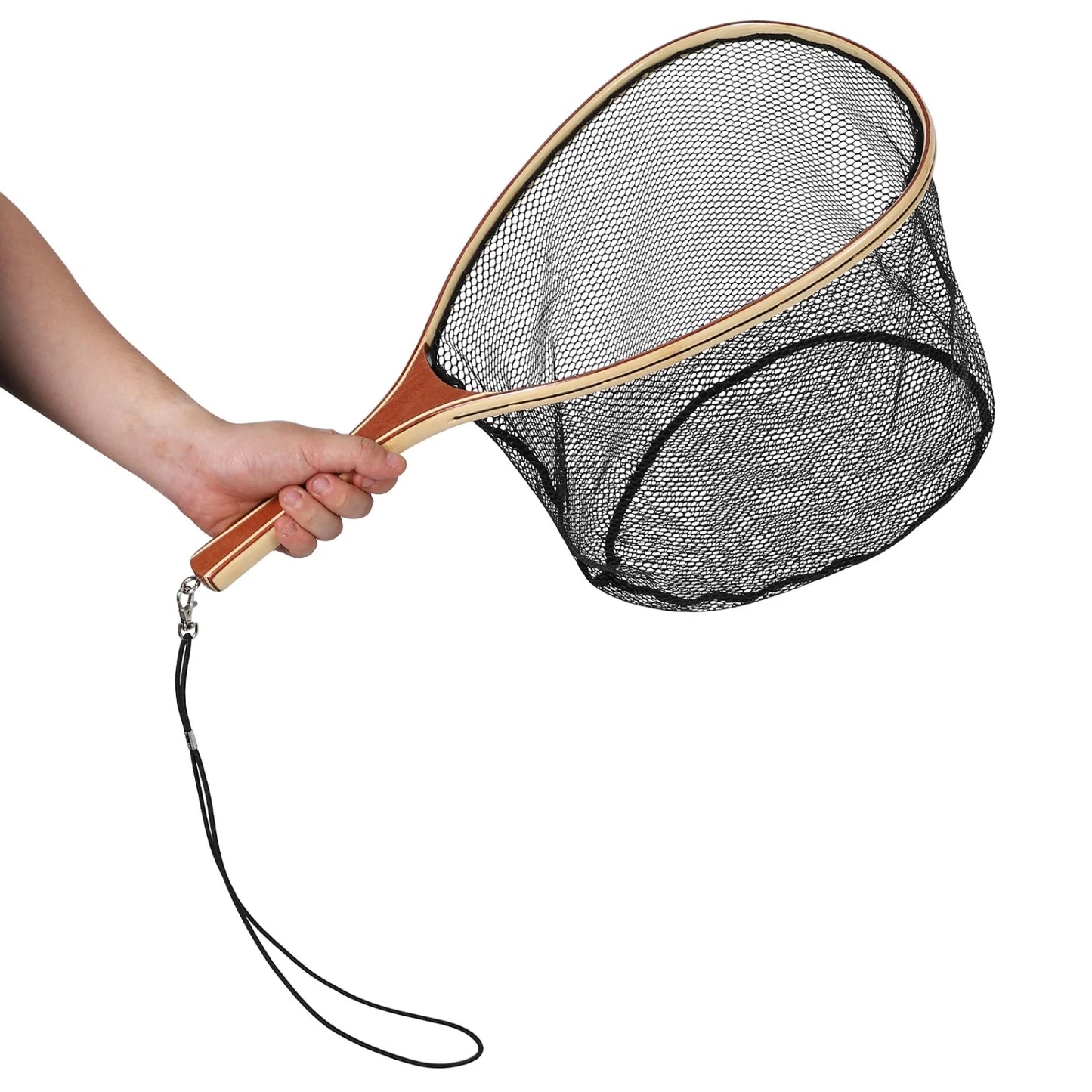 Wooden Frame Fly Fishing Landing Net, Fly Fishing Gear for Stream Fishing