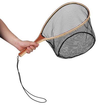 Wooden Frame Fly Fishing Landing Net, Fly Fishing Gear for Stream Fishing
