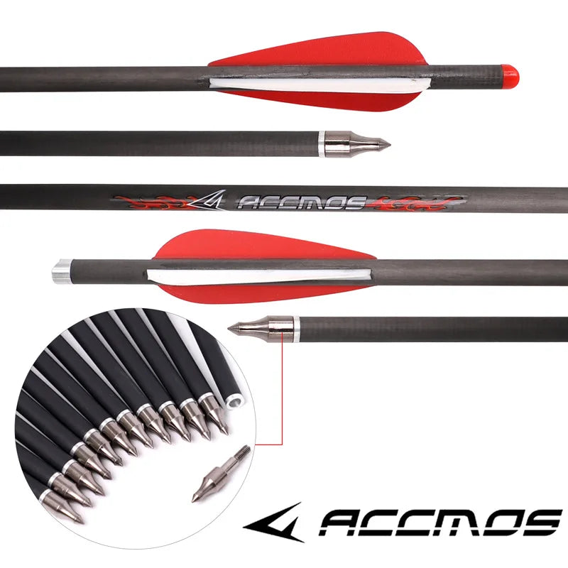 Pure Carbon Arrows 16 17 18 20 22 inch Crossbow Bolts with Arrow Feather Arrowheads for Archery Traditional Bow Hunting Shooting