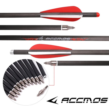 Pure Carbon Arrows 16 17 18 20 22 inch Crossbow Bolts with Arrow Feather Arrowheads for Archery Traditional Bow Hunting Shooting