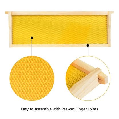 Medium Super Box Wooden Beehive Frames and Beeswax Dipped Plastic Foundations for Beekeeping Unassembled