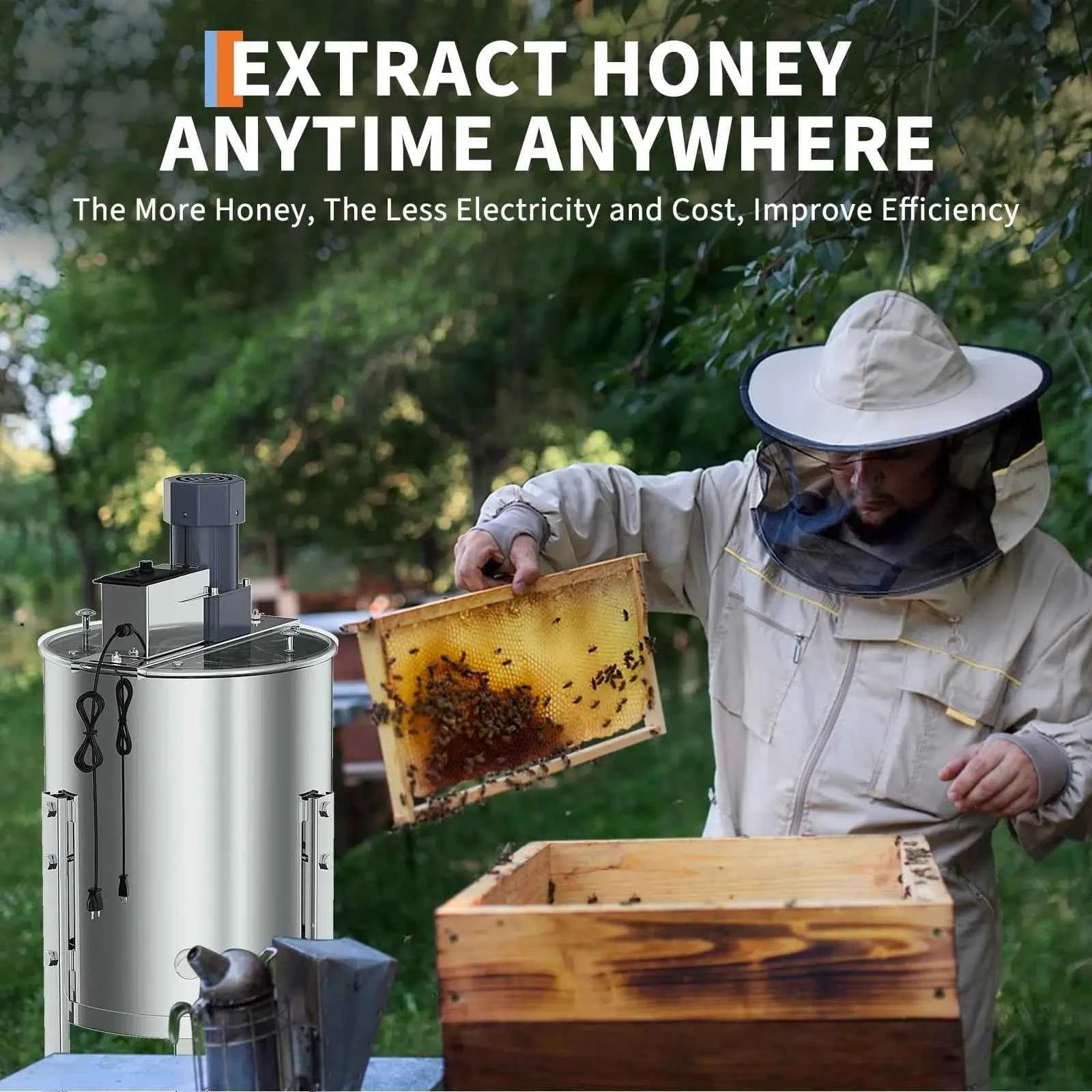 4 Frame Honey Extractor Spinner Electric Beekeeping Centrifuge
