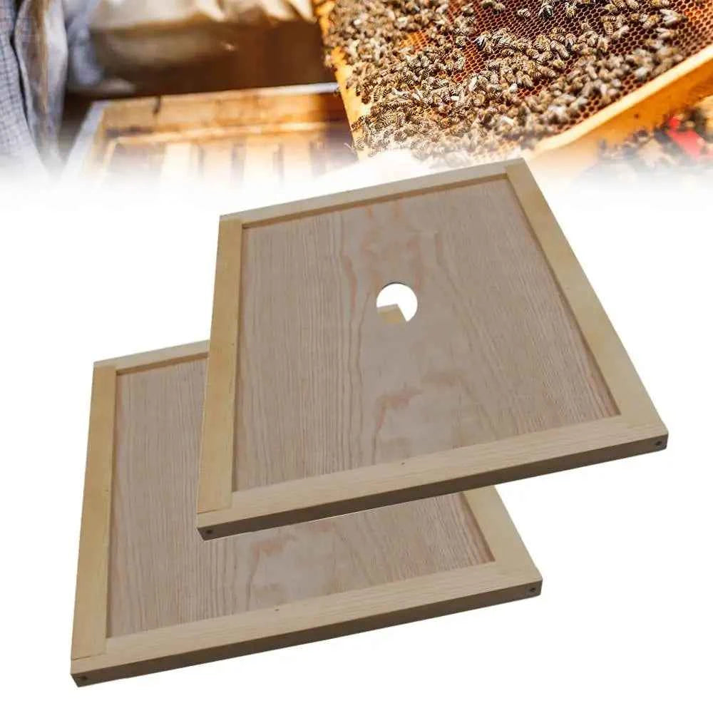 2 pcs Wooden Beehive Inner Cover Beekeeping Beehive Parts for 10-frame Beehive