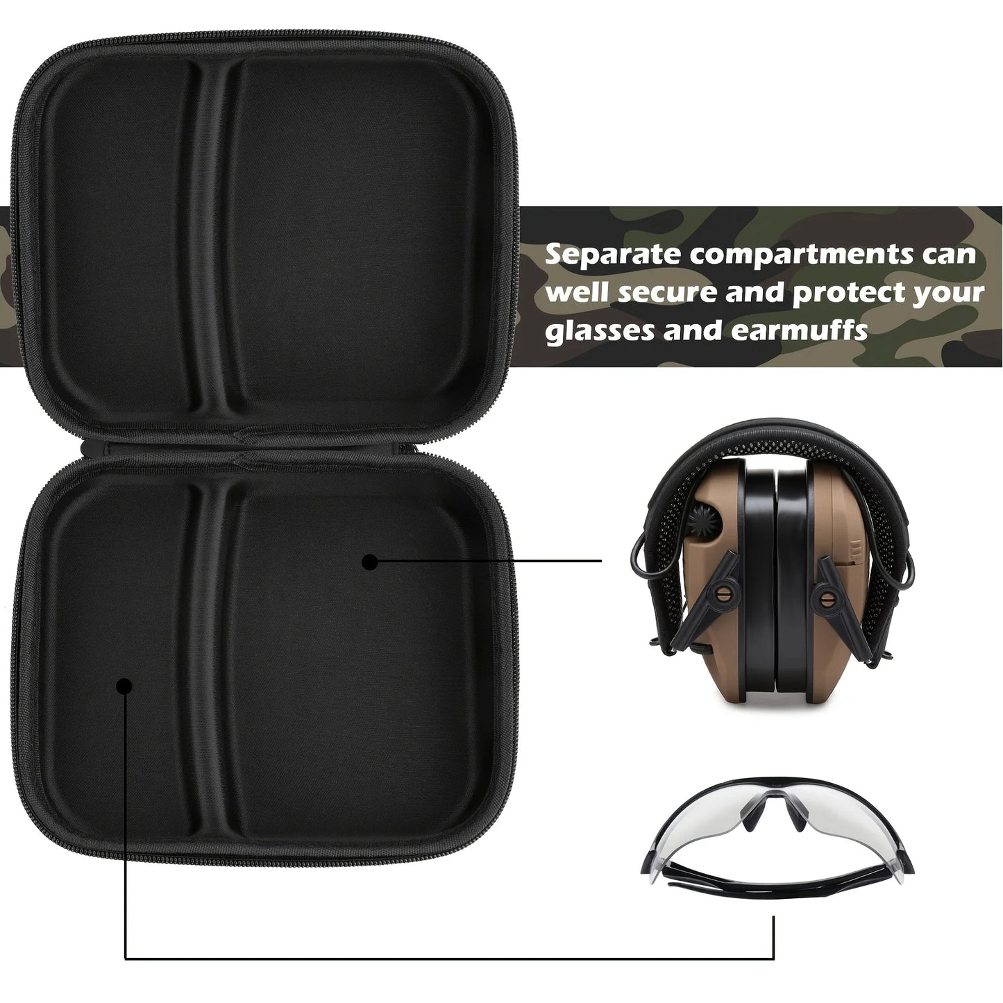 Tactical headphone Case For Walker's Razor Slim Electronic Earmuffs, Storage for Howard Leight, for PROHEAR 016 Ear Protection