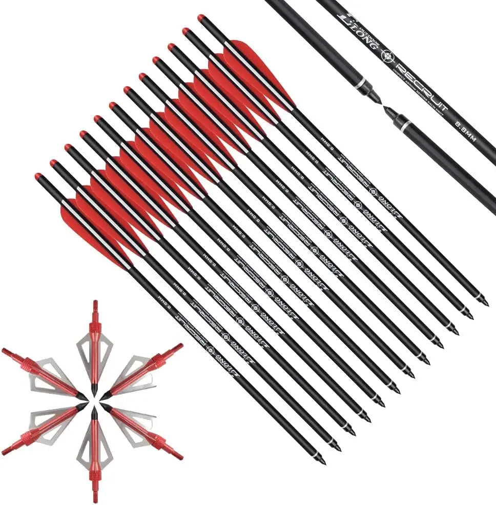 Crossbow Bolts 20 Inch Carbon with Hunting Broadheads 6 Pack, Crossbow Arrows for Hunting Outdoor Target Practice