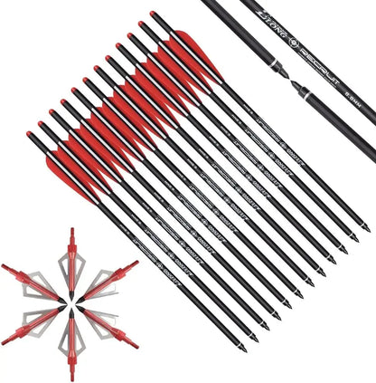 Crossbow Bolts 20 Inch Carbon with Hunting Broadheads 6 Pack, Crossbow Arrows for Hunting Outdoor Target Practice