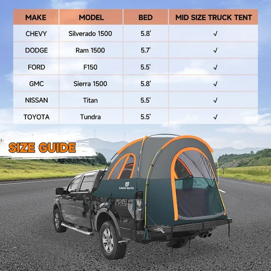 Truck Bed Tent 5.56ft: Easy Set Up Umburato Pickup Truck Tents for Camping Waterproof PU3000mm Canopy for Truck Camper Portable