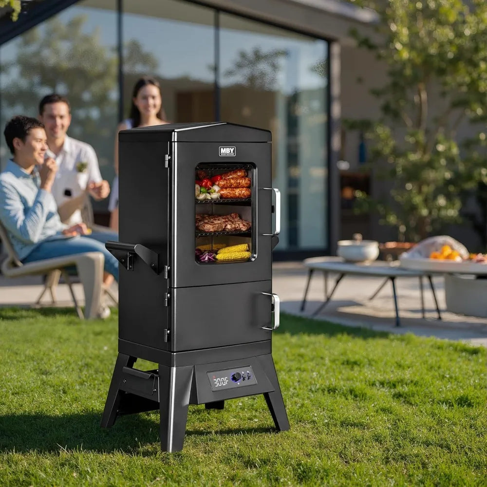 Large Vertical Electric Smoker Grill - 633 sq in, 4 Racks, Built-in Meat Probe, Weather-Resistant Cover for BBQ