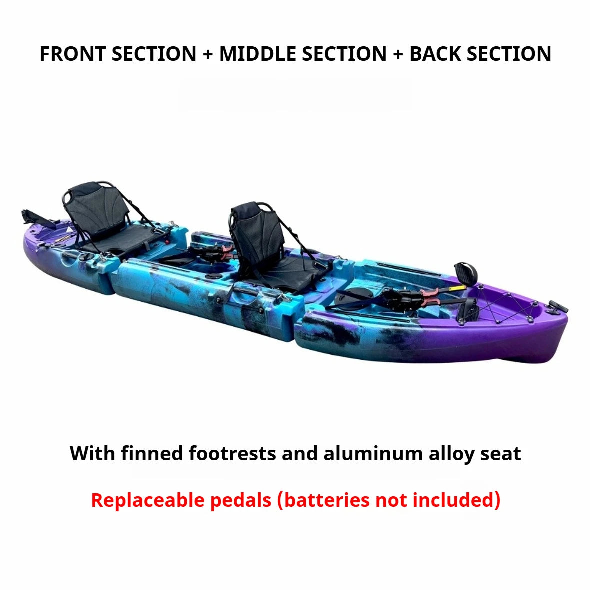 Modular Assembly Kayak with Split Hard Shell, Electric/Pedal-Driven Canoe for Solo/Tandem Lake/Sea Adventures, Portable LLDPE