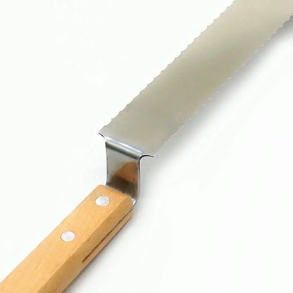 Serrated Uncapping Knife with Wooden Handle, 16" Stainless Steel Beekeeping Tool for Efficient Wax Removal