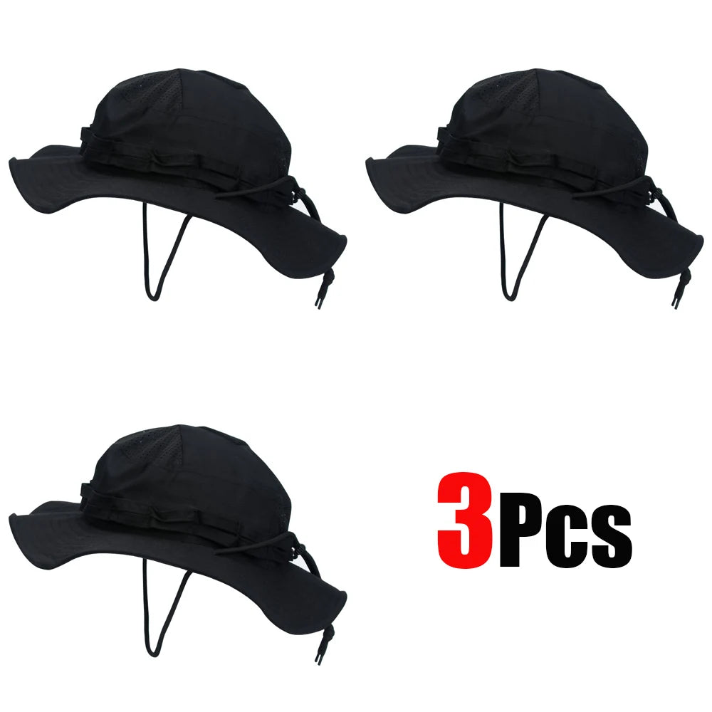 1pc/5pcs Camo Boonie Hat Sunscreen Breathable Bucket Hat Men's Outdoor Hiking Hunting Fishing Windproof Fisherman's Hat