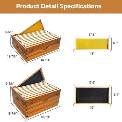 10-Frame Beehive Starter Kit Wax-Coated with 1 Deep Brood Box & 1 Medium Super Bee Box for Beekeeper Beekeeping Supplies