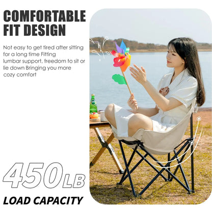 Ultralight Folding Camping Chair, 450 lbs Capacity, Off-White, Solid, Adult, Outdoor, Beach, Lawn, Campground