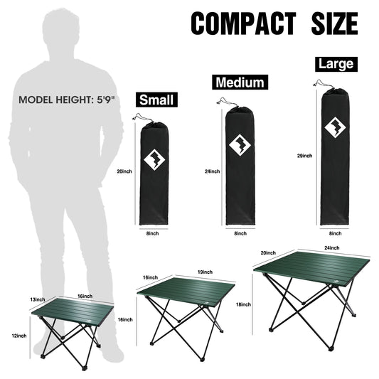 VILLEY Portable Camping Side Table, Ultralight Aluminum Folding Beach Table with Carry Bag for Outdoor Cooking, Picnic, Camp